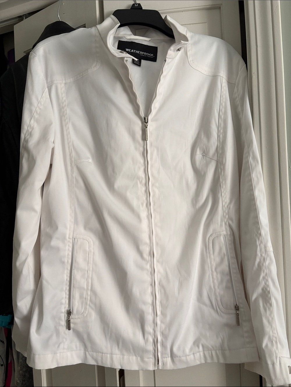 Weatherproof- Womenโs White Zip-Front Utility Jacket Size Large